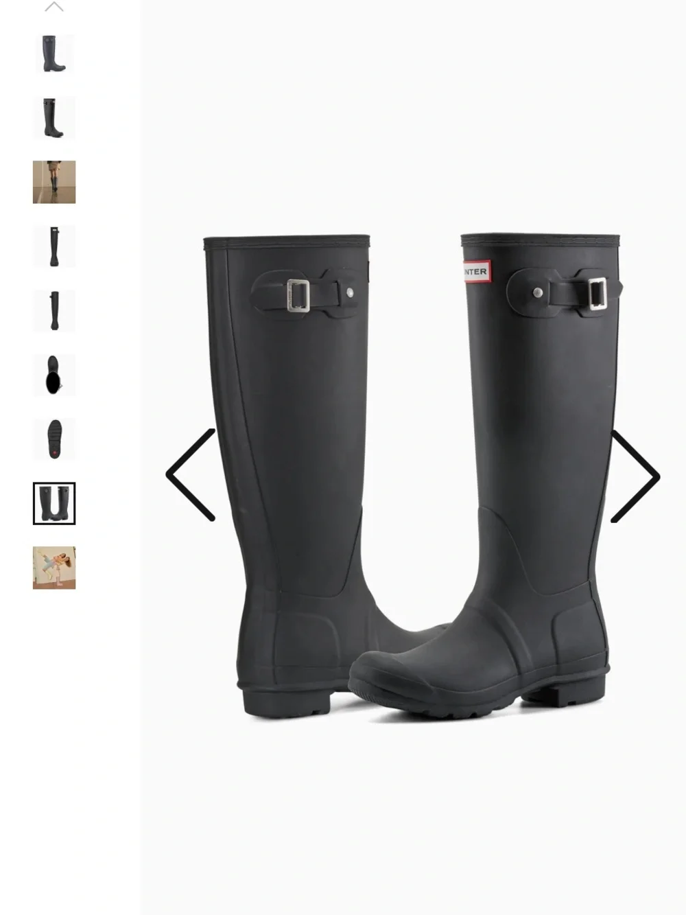 Hunter Matte Black Tall Adjustable Buckle Rain Boots